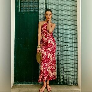 Reformation Yesenia red silk dress